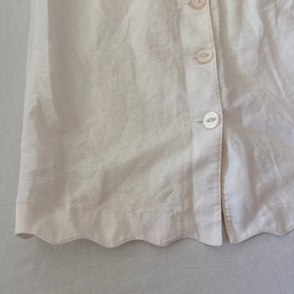 J. Peterman White Linen Cotton Button Front Sleeveless Dress Size 4 - Picture 13 of 14